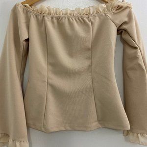 Fashion Nova Long Sleeve Tan Blouse - Size M